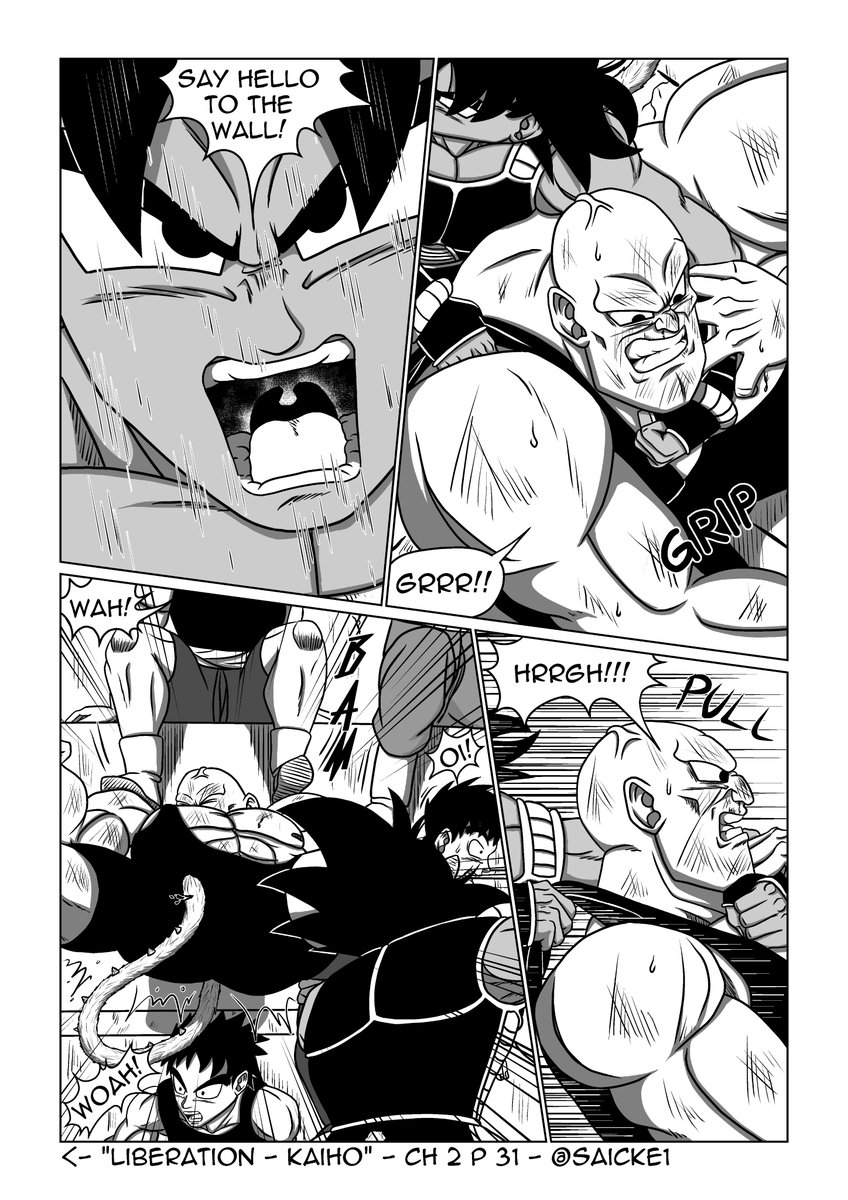 Chapter 2 - Page 31 of my doujinshi Liberation - Kaihō

"Say hello to the wall!" :D

#fanmanga #doujin #doujinshi #dragonball #dragonballz #dragonballsuper #DBZ #DBS #saiyan #turles #raditz #cabba #liberation #kaiho #planetvegeta #saicke #saickearts
