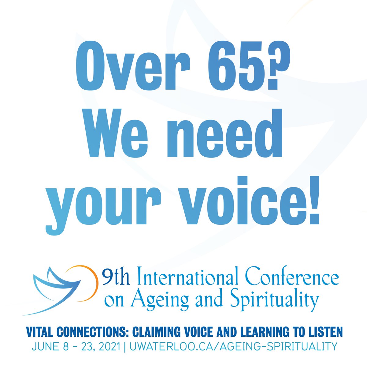 Over 65? Can you tell us a bit about what connections (to self, others, nature, creativity, God…) have been vital for you through these pandemic times? Please submit your short videos (60 seconds or less): uwaterloo.ca/grebel/9icas-v…