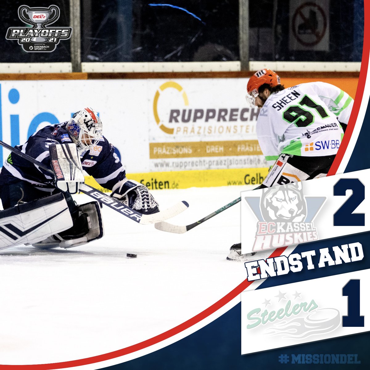 ECKASSELHUSKIES's tweet image. Da waren’s nur noch zwei 🙌

Zwar machen es die Steelers am Ende nochmal spannend, doch die Huskies halten dank eines starken Jerry Kuhns dem Druck stand und holen sich den ersten Sieg in der Finalserie 💪

📸 JMD
#ECKSCB #2togo #MissionDEL #imHerzeneinHusky