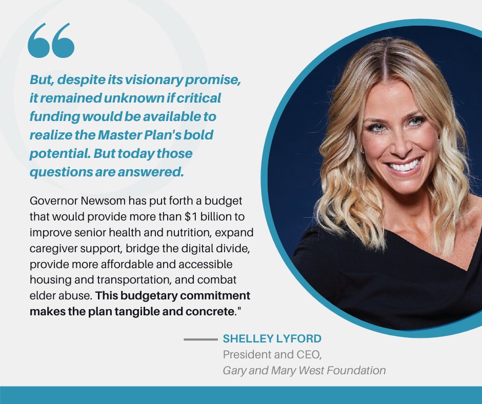 Our CEO @shelleylyford on @CAgovernor's billion dollar proposal to support the #MasterPlanForAging:

'Without significant funding, the Master Plan would simply be words on paper, but with this commitment, the plan can now become reality.'

Full statement: bit.ly/3tPlGRt