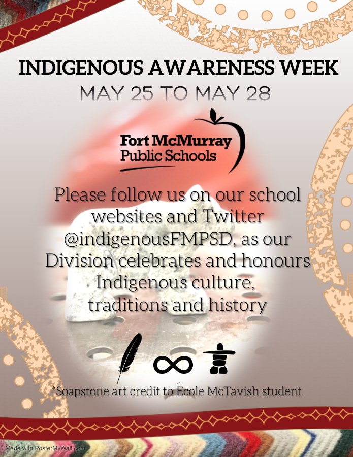 Indigenous Awareness Week is May 25-28 across the Division. Join us as we celebrate and honour Indigenous culture, traditions and history. #YMM <a href="/indigenousFMPSD/">Indigenous FMPSD</a> <a href="/annaleeskinner/">Annalee Nutter</a> <a href="/JTurner_RPsych/">Dr. Jennifer Turner, EdD</a>