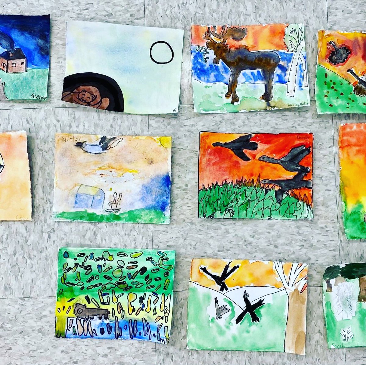 Hum_Muse_ings's tweet photo. Thanks for sending this amazing image of water colour painting art works made by Englefeld school students. Our gallery has been providing OSAC's Arts on the Move art education program to the Humboldt &amp; District schools. Thanks for joining our program and we will see you again! https://t.co/TX3y7Ye8M5