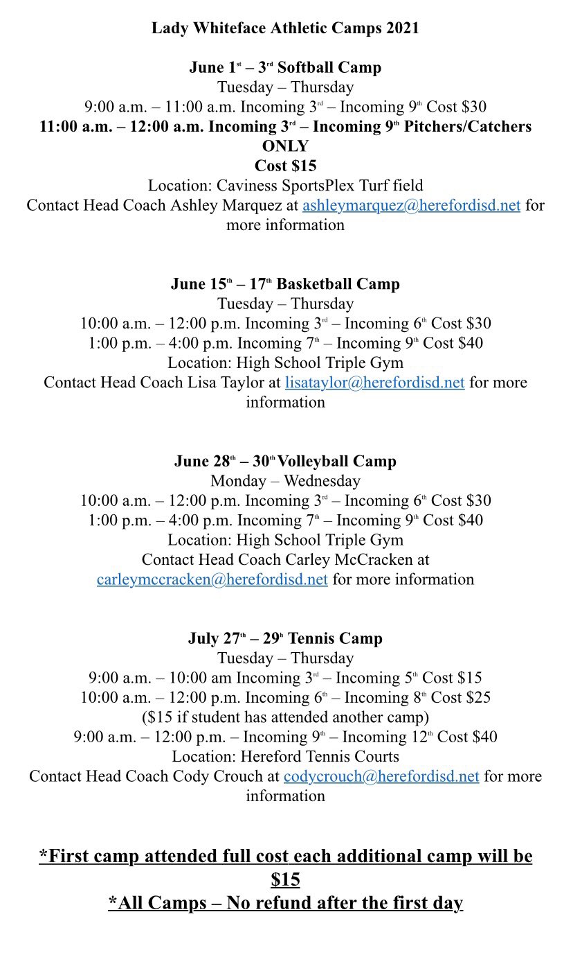 Lady Whiteface Girls Basketball on Twitter "Summer athletic camp