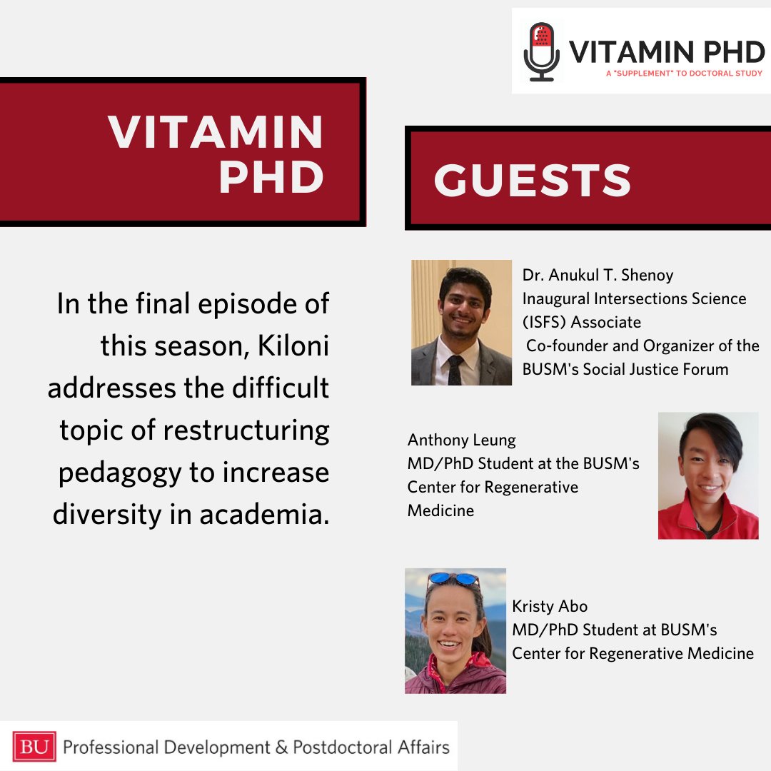 The last episode of the season has arrived! Listen in as members of the Pulmonary Social Justice Forum (<a href="/AnukulShenoy/">Anukul Shenoy</a>) discuss restructuring pedagogy to encourage diversity. On Buzzsprout (loom.ly/aZcAS7U) and other podcast listening platforms now! #phdpd #VitaminPhD
