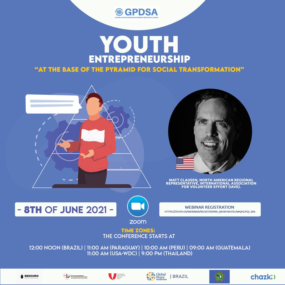 We're excited to join <a href="/GPDSA_Africa/">Global Peace & Development Service Alliance</a> &amp; <a href="/GlobalPeace/">Global Peace Foundation</a> for this session on Youth Entrepreneurship at the Base of the Pyramid as Social Transformation. Join IAVE ED <a href="/nicholecirillo1/">nicholecirillo</a> &amp; Vice Chair <a href="/Matthewclausen/">Matthew Clausen</a> in this engaging discussion - zoom.us/webinar/regist…