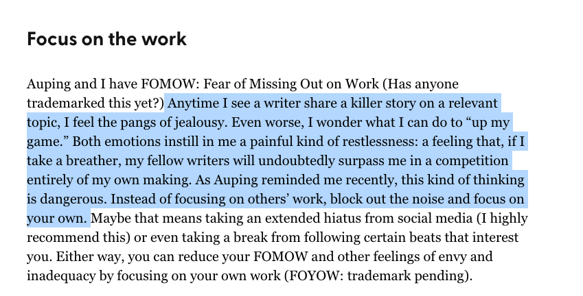 scottbedgood's tweet photo. I don't think I've ever resonated more with an article than this from Tyler Hicks and @JonnyAuping. In fact, it's the *exact* feeling I got when Jonny published his awesome Longreads story on Charley Crockett. #FOMOW #FOMO #freelance #freelancewriter https://t.co/lEewPzmhyc https://t.co/0mbCB7ogec