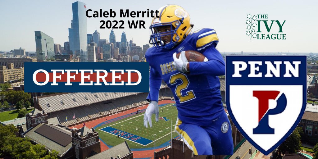 CalebMerritt6's tweet photo. Beyond blessed to receive an offer from the University of Pennsylvania! @CoachFranklin48 @PENNfb https://t.co/ouYFicr3Fx