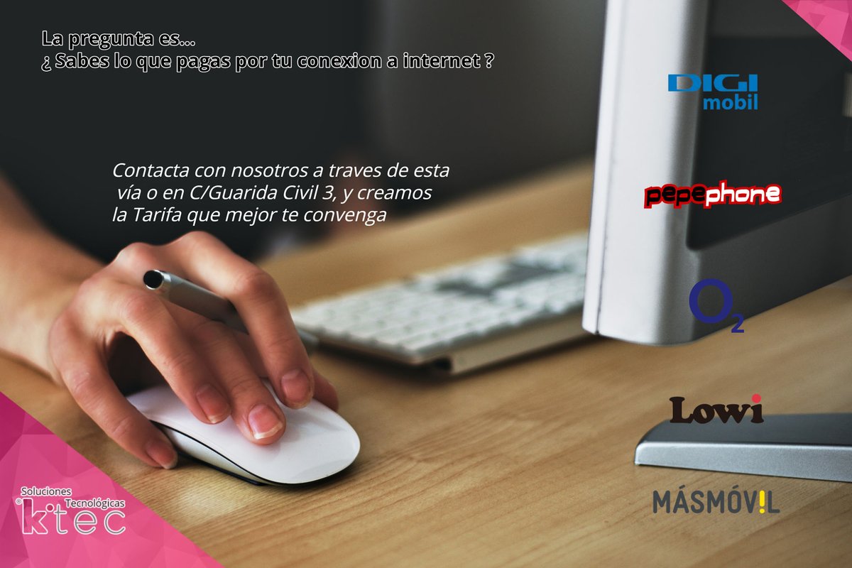 Ktec_Burgos's tweet photo. Fibra 🖥️
Móvil 📳
Fijo ☎️
¿Ahorro? 💯

Compara tu tarifa actual y buscamos la mejor opción adaptada a tus necesidades.
Consúltanos sin compromiso en nuestras instalaciones en C/ Guardia Civil 3 (Frente a Parque VIRGEN DEL MANZANO) o en Info@ktec.es https://t.co/Og5SY7CLal