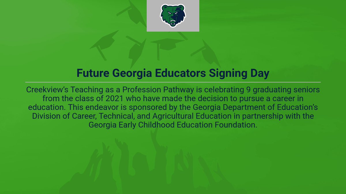mamagrizzbear's tweet photo. I'm so proud of my Teaching as a Profession Pathway completers @CVHS_CTAE  #GAEducatorSigningDay21 #GAFutureEducator https://t.co/M0pOnn3XQl