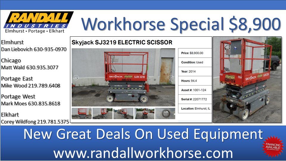 WorkhorseDeals's tweet photo. Massive Ongoing Used Equipment Sale At Our Randall - Portage Facility 6480 Melton Road Portage, IN 46368
Preview items at https://t.co/xMewihrTqf and send us your list! Great buys on Scissor Lifts, Telehandlers, Booms, Skid Steers, Small Tools and much more! https://t.co/tLdsJiZhO1