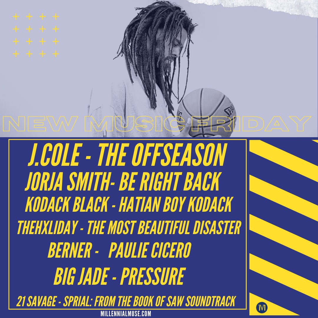 MillennialMuse1's tweet photo. #newmusicfriday
Big releases this week to add to the playlist!!!
#jcole #coleworld🌍 #theoffseason #jorjasmith #berightback #kodackblack #thehxliday #berner #bigjade #21savage https://t.co/tu6UtAEmQe