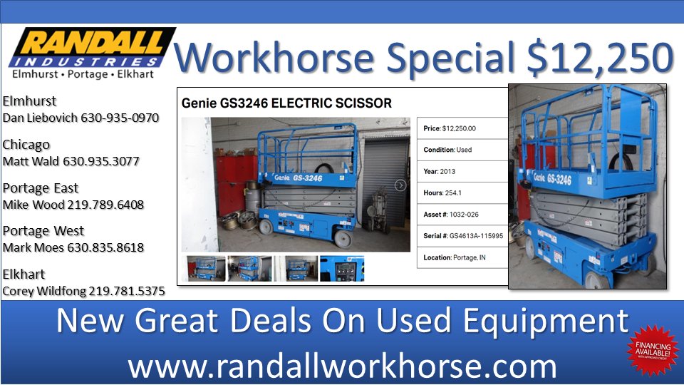 WorkhorseDeals's tweet photo. Massive Ongoing Used Equipment Sale At Our Randall - Portage Facility 6480 Melton Road Portage, IN 46368
Preview items at https://t.co/xMewihrTqf and send us your list! Great buys on Scissor Lifts, Telehandlers, Booms, Skid Steers, Small Tools and much more! https://t.co/vd7r72gbgt