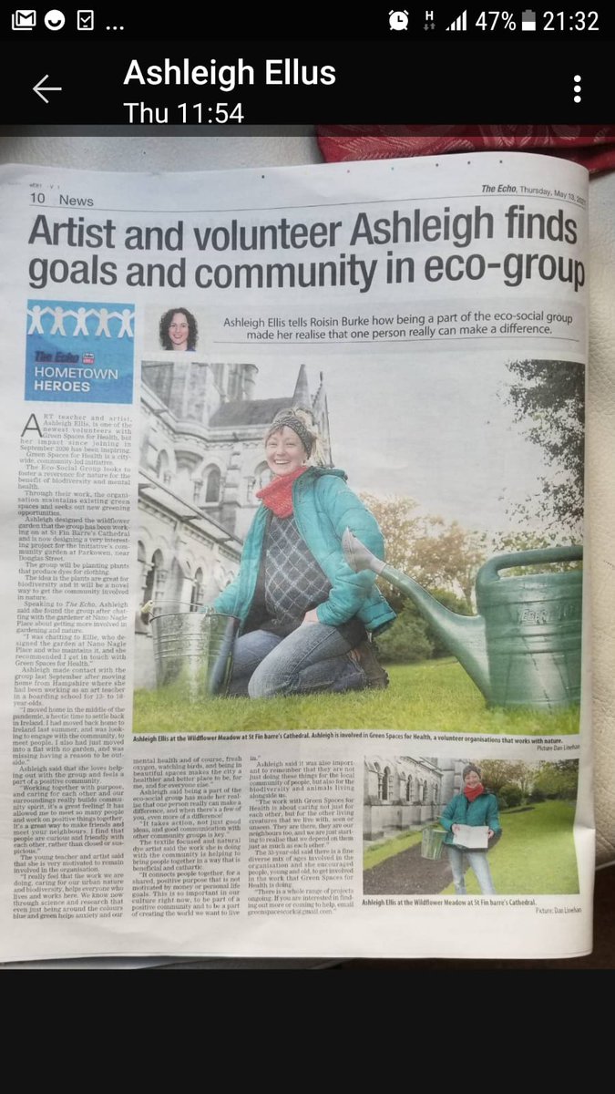 Great coverage of <a href="/greenspacescork/">Green Spaces For Health</a> fantastic work with #StFinbarrsCsthedral, #StFinbarrsNS and Ashleigh Ellis. The power of one person to make change #Inspiring #GreenCity #HealthyCity 👏👏🥀⚘🌹🌷🌼🌻☘🌺🌹🌷🌼🌻
