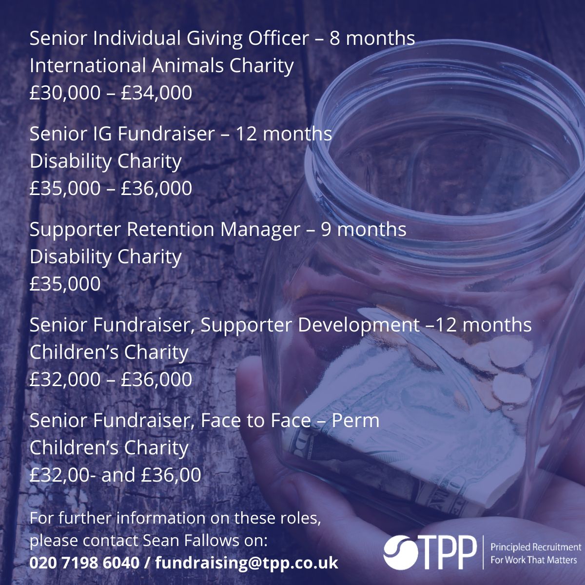TPPFundraising's tweet photo. Lots of opportunities for Direct Marketing specialists at the moment - get in touch with the team if you are interested in learning more: fundraising@tpp.co.uk / 0207 198 6040

#DirectMarketing #IndividualGiving #NotForProfit #CharityJobs https://t.co/EOnhJ6zGgV