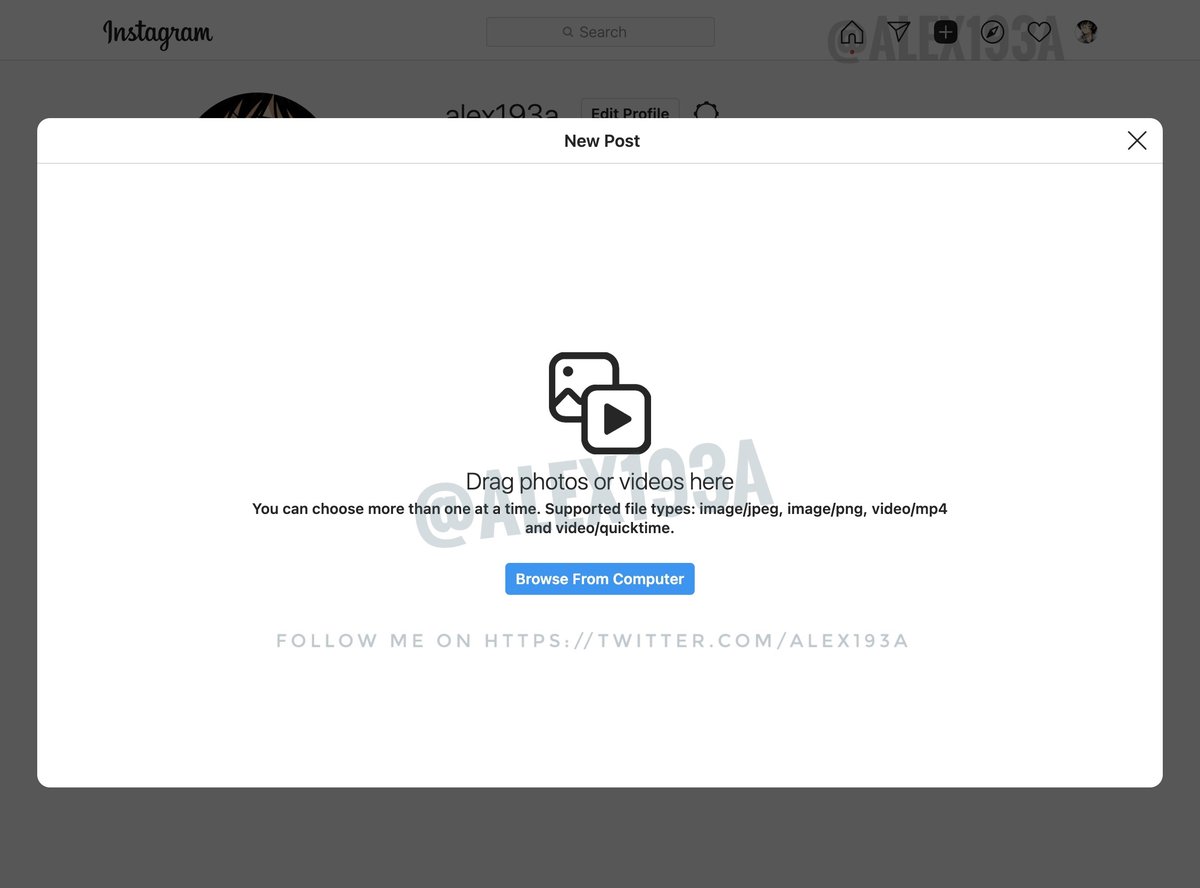 alex193a's tweet photo. #Instagram is working on the ability to create posts from the desktop website 👀 https://t.co/pATuOHiTGE