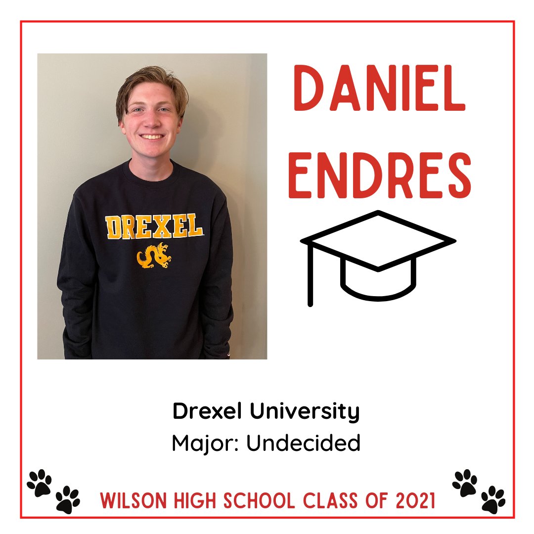 Congratulations to seniors Alexa Zeiber, Giani Clarke, Destanee Benjamin, and Daniel Endres! #WilsonSD #WilsonEmpowered #Classof2021