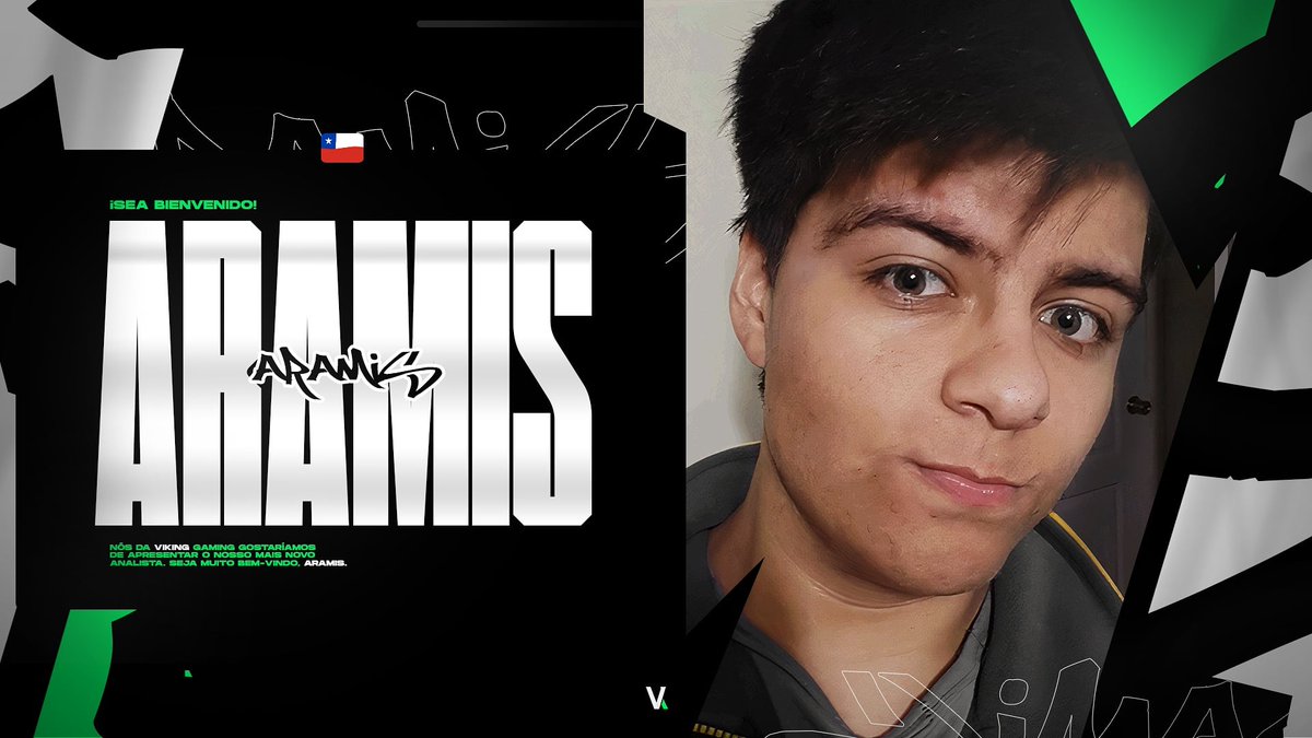 1VikingGaming's tweet photo. 🇧🇷
Hoje é dia de anunciar nosso Analista da  Line de Valorant. 
Seja bem vindo a família nórdica 💚🖤
🇨🇱
Hoy es el día para anunciar nuestro analista / Line de Valorant.

 Bienvenido @AramisOW nuestro primer gringo anunciado 😜. 

 Bienvenido a la familia Aramis Nordic 💚🖤 https://t.co/7TecQVK5Z1
