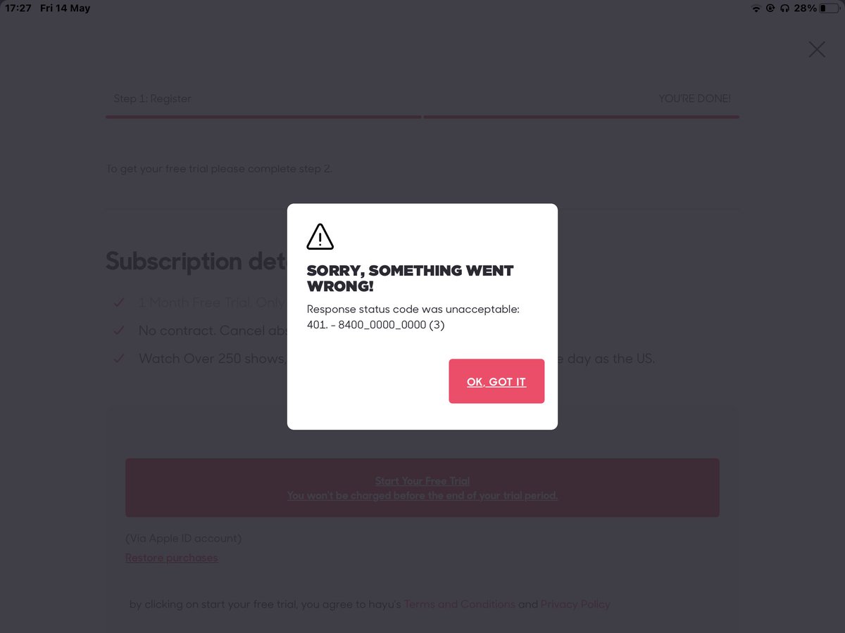 Matty_H797's tweet photo. @hayu_uk @hayuhelps you’ve taken £4.99 out of my account instead of giving me a free trial and won’t even let me use my account. either give me a refund or let me use my account! https://t.co/5kHSOdfl8f
