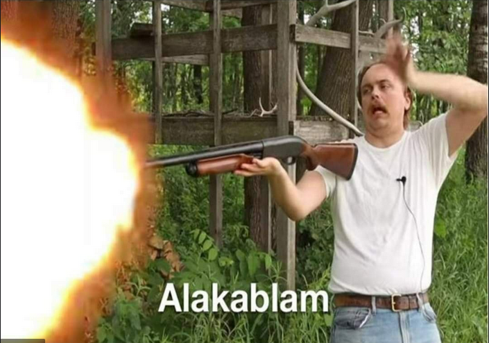 The "Alakablam" skit from "how they use shotguns in movies.&...