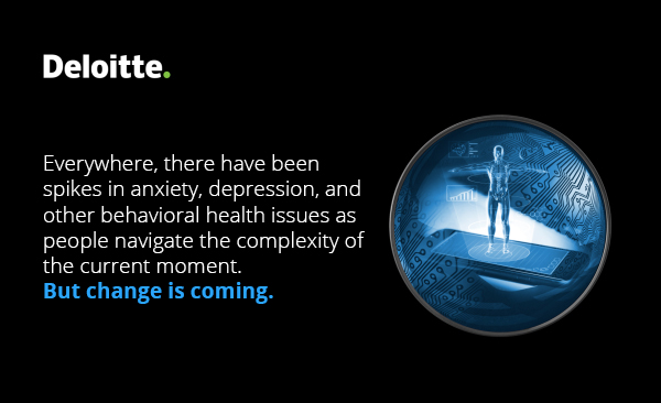 DeloitteHealth's tweet photo. Meaningful change is coming!
It's #FutureFriday and we’re exploring how #AI and fully #interoperabledata can predict early onset of behavioral disorders and recommend interventions to improve #mentalhealth. https://t.co/BxMEcSWtcy