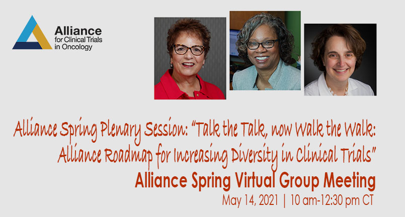 ALLIANCE_org's tweet photo. Up next" "Talk the Talk, now Walk the Walk: Alliance Roadmap for Increasing Diversity in Clinical Trials" with Electra Paskett, PhD @OSUCCC_James Lucile Adams-Campbell, PhD @LombardiCancer and Suzanne George, MD @DanaFarber #AllianceSpring2021 #NCI #NCORP https://t.co/BZDL7IclOV