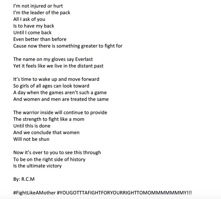 MandyBujold's tweet photo. My husband has a gift with words and wrote this beautiful poem to help express what I’m feeling... 🥊 https://t.co/QUJr3MoXdw