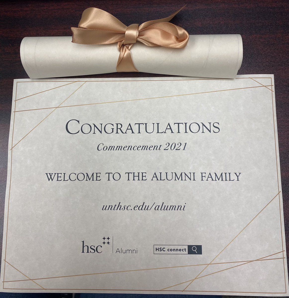 UNTHSCAlumni's tweet image. Congrats to the @UNTHSC Class of 2021! Each graduate received an Alumni scroll to officially welcome them to the Alumni Family &amp;amp; to remind them to stay connected with HSC as they embark on what will surely be very successful careers. We are so proud of you! #hscgrad #hscproud