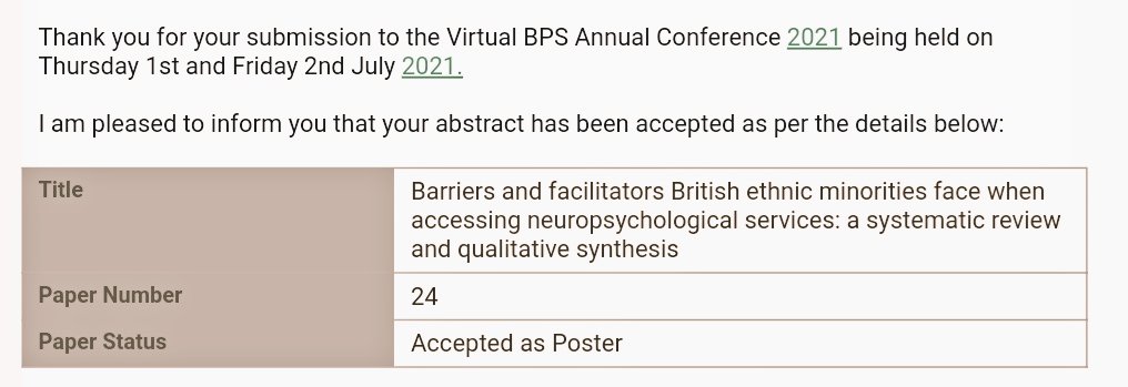 thealmostpsych's tweet photo. Winding down #Eid with this great news... #IMANProject is going to conference!!!
Very excited to be presenting our findings in July through the @BPSOfficial Conference (Paper 24)!
#ecrlife #ecrchat #conferencelife #psychlife #psychchat #bpsconf #bpsconf21 #neuropsych https://t.co/1DxO2uHsWs