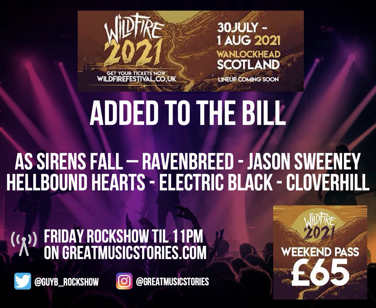 Breaking news! 6 BRILLIANT bands added to the <a href="/WildFireFestUK/">WILDFIRE</a> bill this July 
<a href="/ravenbreed/">Ravenbreed</a> 
<a href="/mrjasonsweeney/">Jason Sweeney</a> 
<a href="/HBHuk/">Hellbound Hearts</a> 
<a href="/ElectricBlack3/">Electric Black</a> 
<a href="/cloverhill_rock/">Cloverhill</a> 
&amp; GMS Band of the Year - As Sirens Fall
<a href="/asfupdatefeed/">As Sirens Fall News</a> 

BUY YOUR TIX PEEPS - see ya there! xx

#Nowplaying runs with the wolves
