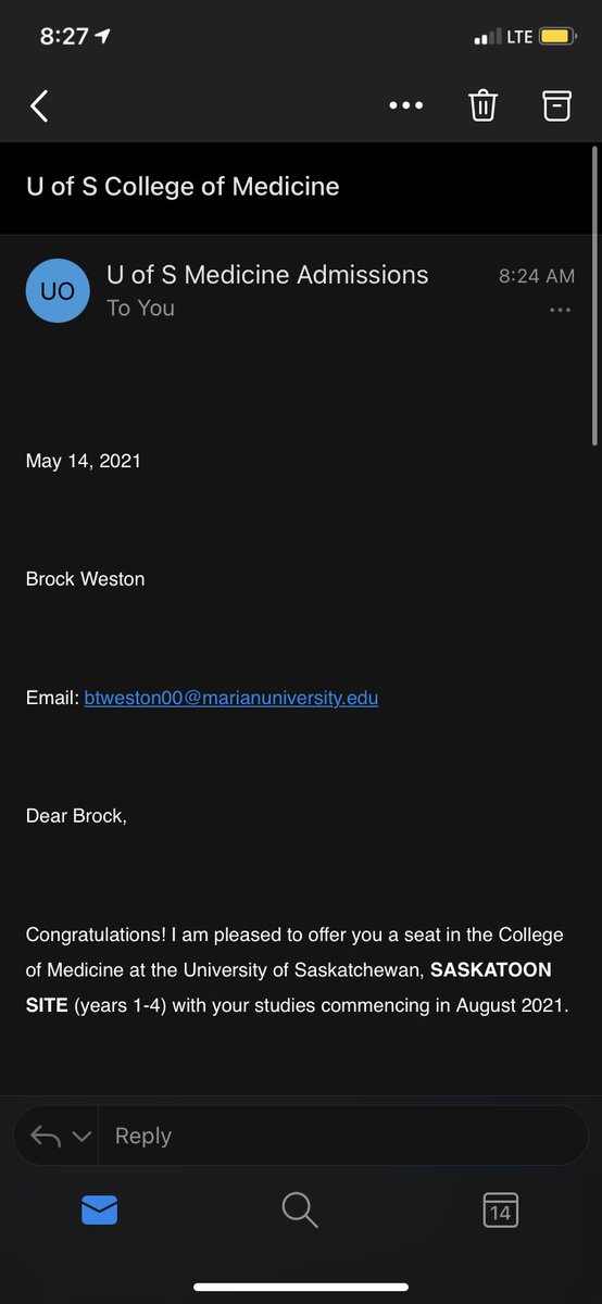 I’m gonna be a doctor y’all! 😭🤍💙 It really feels like all my work is paying off! #Accepted @USaskMedDean