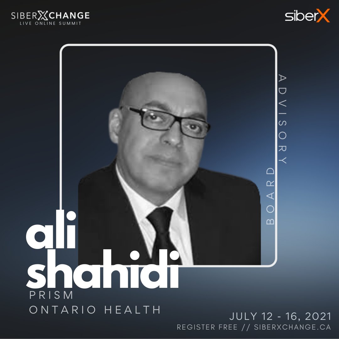 siberxorg's tweet image. We&apos;re excited to welcome Ali Shahidi of @OntarioHealthOH to the advisory board for siberXchange 3.0, The Challenge Edition!

Are you ready? Sign up today for free at siberxchange.ca!

#WeAreCyber #siberxchange #cybersecurity #ChallengeStatement #conference #executive