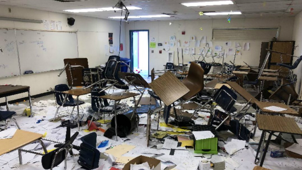 SoonToBeMayor's tweet photo. @MrC_WPHS @ggcoe This is what McGlynn's classroom looked like this morning. I wonder who did this...@ggcoe https://t.co/YRGh0IepOc