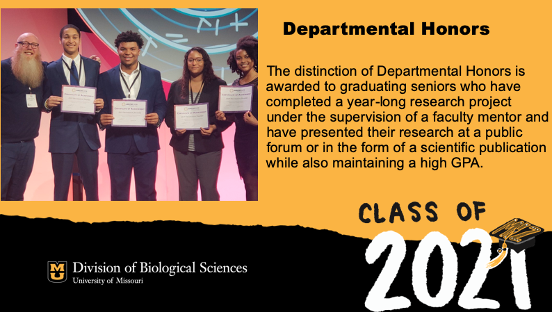 MUBioHonors's tweet photo. @MizzouBiology congratulates Dominique Joseph on Graduating with Departmental Honors. Nicki completed her undergraduate research as a @MARC_IMSD fellow under the direction of Charlotte Phillips in Biochemistry. 
https://t.co/ZSmUkHO2mL https://t.co/1LxxuTwJvF
