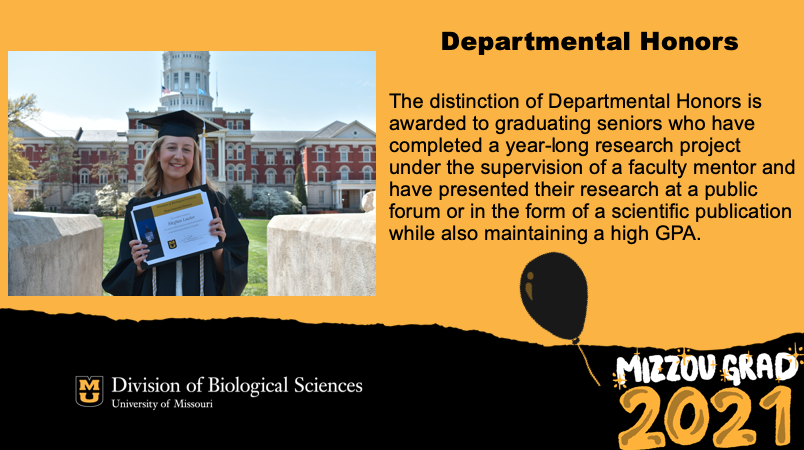MUBioHonors's tweet photo. @MizzouBiology congratulates Meghan Lawlor on Graduating with Departmental Honors. Meghan completed her undergraduate research in the Sutovsky Lab under the direction of Michal Zigo. 
https://t.co/ZSmUkHO2mL https://t.co/JbVyRwO0dm