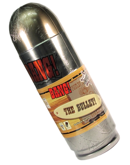 "Bang: The Bullet", which comes in a giant bullet-shaped metal "box".