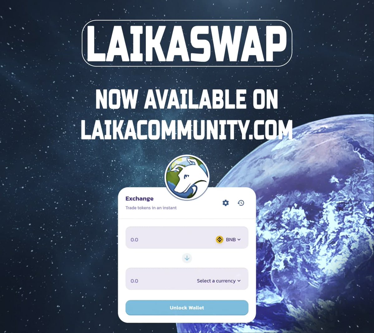 CommunityLaika's tweet photo. #LaikaCoin launched LaikaSwap! #LAIKASWAP trading fees are lower and faster than PCS.

Telegram: https://t.co/D5U7lADCUe
Website: https://t.co/w9SQPv5LR5
Live Chart: https://t.co/SIPfXcYVeW

#laikacommunity #BinanceSmartChain #Bitcoin #Ethereum #Binance #PancakeSwap #PCS https://t.co/uZ2tuWVIzO
