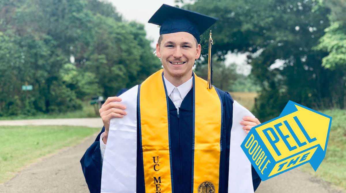 UofCalifornia's tweet image. Congrats @ucmerced #UC2021Grad Michael Grey, graduating with highest honors! “The Pell Grant gives students like me a chance. As a former foster youth, I’m proud to think my story could encourage even one other person who thinks they don’t have a shot at college.” #PowerOfPell