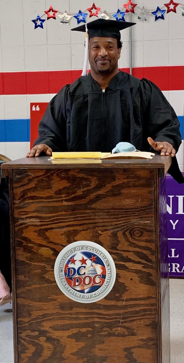 MayorBowser's tweet photo. #DCProud of Mr. Stewart today for graduating with a four year Bachelor's degree from Ashland University. He will be the FIRST pre-trial defendant in D.C. jail to ever earn a four year college degree online. https://t.co/GX9UGrIdHW