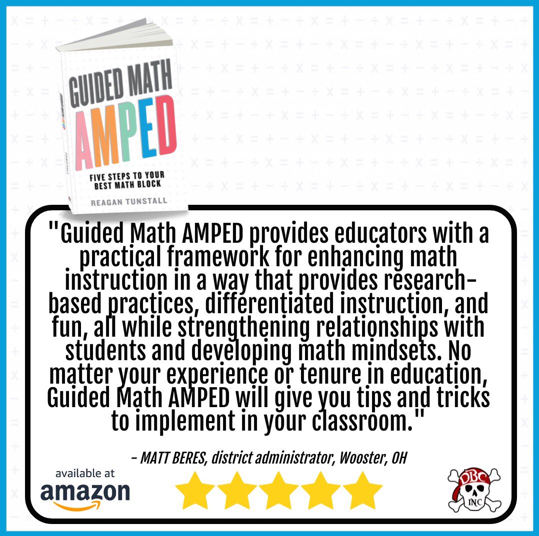burgessdave's tweet image. Wonderful endorsements of #GuidedMathAmped by @reagantunstall!! Make your #mathblock the best part of each day! amazon.com/gp/aw/d/195160…
#dbcincbooks #tlap #iteachmath #elemmathchat