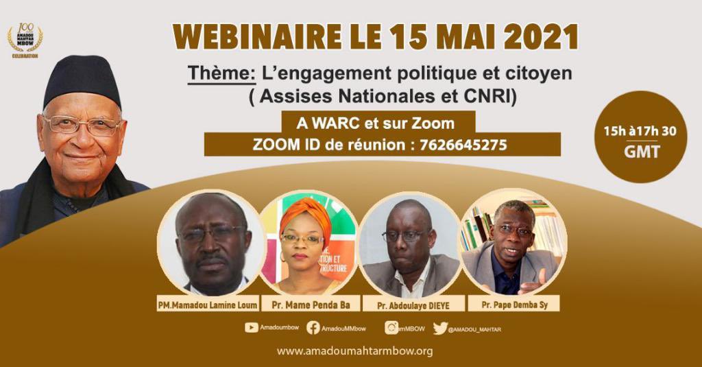 AMADOU_MAHTAR's tweet photo. đ WEBINAIRE SAMEDI 8 MAI 2021
â° 15h
#mamadoulamineloum
#MamePendaBa
#AbdoulayeDieye
#PapeDembaSy
ThĂšme "Engagement Politique et citoyen (Assises Nationales et CNRI)"
â© https://t.co/fhU1Fp8fj5
#AMM100 #WEBINAIREAMM100 #engagementpolitique #citoyen https://t.co/DeD35smN87