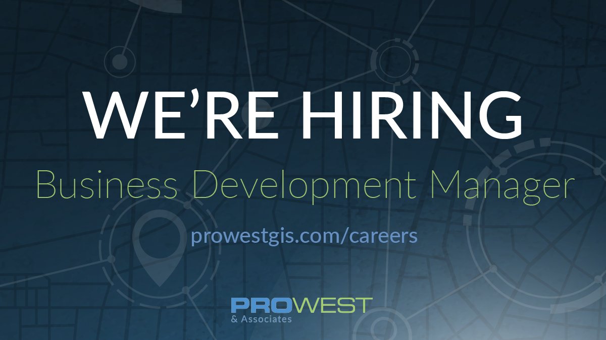 ProWestGIS's tweet photo. Interested in a business development role at Pro-West? We're hiring! https://t.co/GhqWhOL6dN
#GISjobs #busdevjobs #salesjobs #GIScareers https://t.co/R8sqT7DH48
