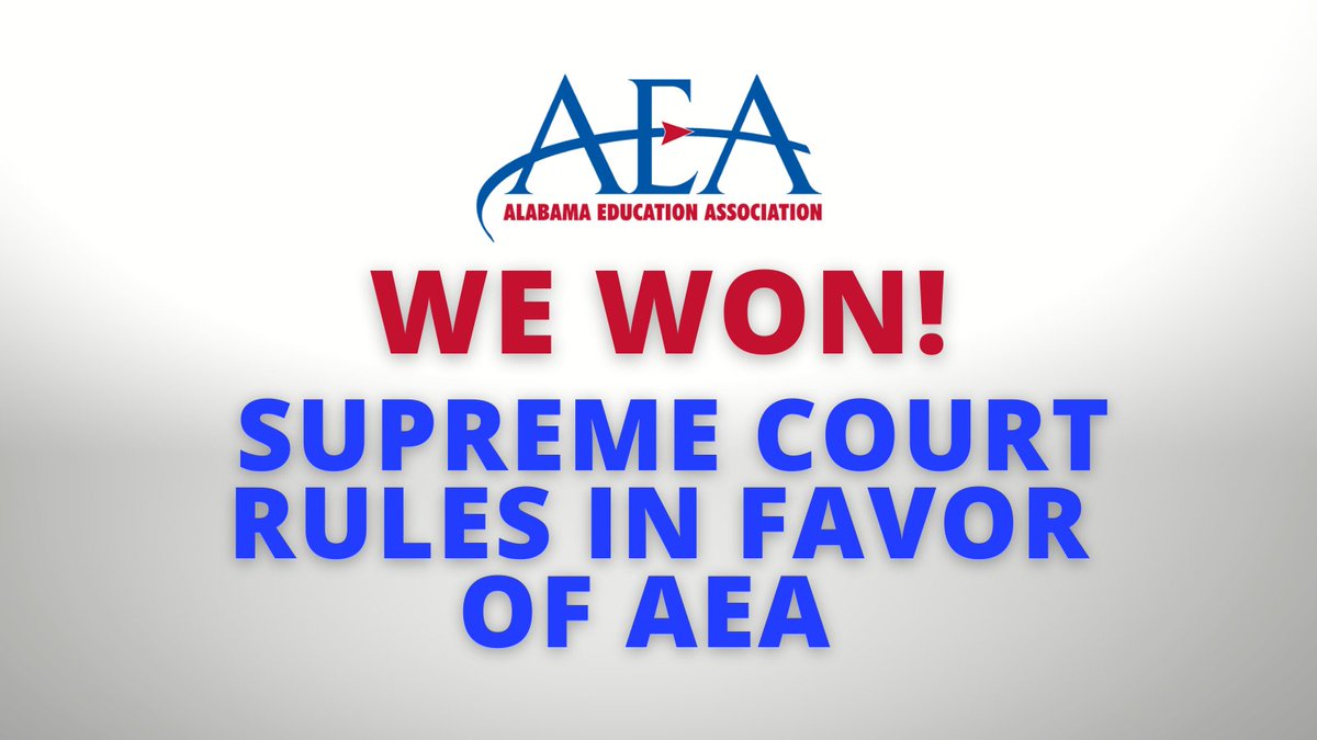 myAEA's tweet photo. Today, the Alabama Supreme Court has ruled in favor of AEA to forward online sales tax to Morgan County Schools! This is a huge victory for the future funding of all Alabama community schools. Only AEA has the power and resources to FIGHT and WIN! #myAEA https://t.co/TiesUkiXfT