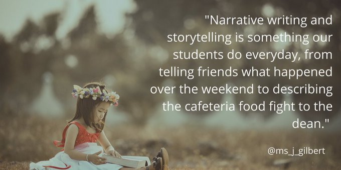 mywriteabout's tweet image. As long as I have an option, I will always teach narrative writing because I see a great value in it. Narrative writing is the most undervalued element of the ELA classroom. jessicamoman.blogspot.com/2017/04/narrat… #ELAchat 
@ms_j_gilbert