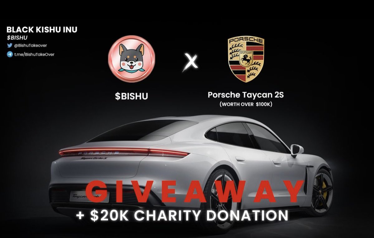 BishuTakeover's tweet photo. 🐕⚫ $BISHU X PORSCHE ⚫🐕
🔥 $120k+ GIVEAWAY 🔥

📢 Bishu are incredibly excited to announce the giveaway of a white Porsche Taycan 2S! + $20,000 donated to charity

✅ To enter or find out more details, visit here:

https://t.co/MvreS4pUcc

https://t.co/B76EavesPd https://t.co/nIdfCtjysW