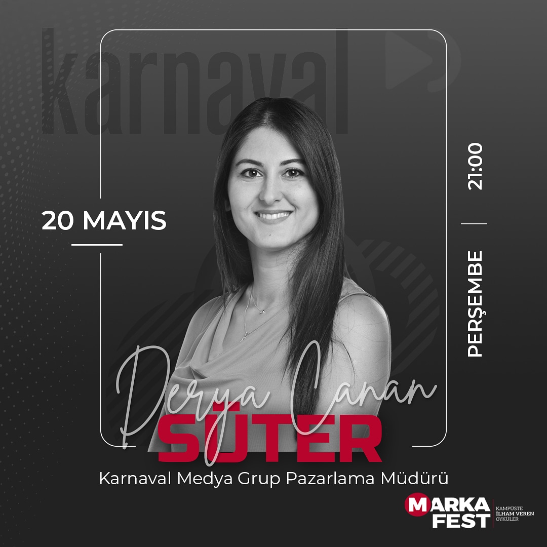 Karnaval Medya Grup Pazarlama Müdürü Derya Canan SÜTER “Medyada Pazarlama İletişimi” başlıklı sunumu ile 20 Mayıs'ta MarkaFest’te! Detaylı bilgi markafest.com'da! <a href="/karnaval/">Karnaval App</a> <a href="/deryacanansuter/">Derya Canan Süter</a>
#ilhamverenöyküler #markafest #selçuküniversitesi