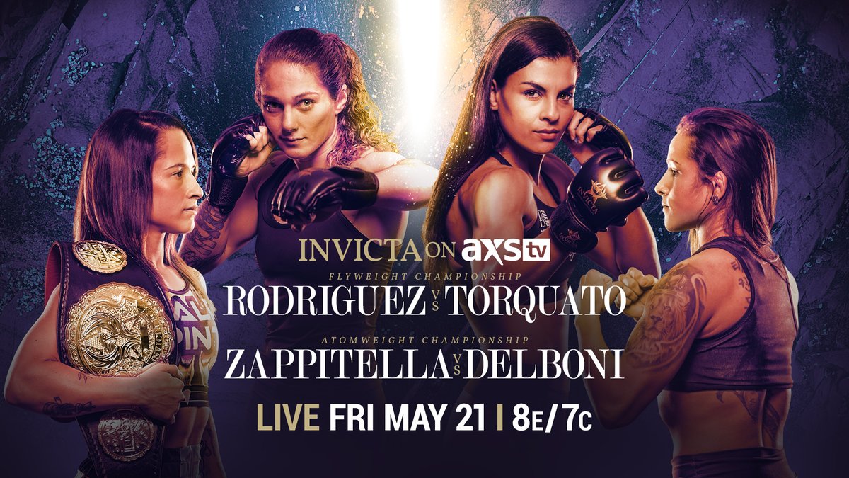 AXSTV's tweet photo. Live MMA on @AXSTV is back with a championship doubleheader.
#INVICTAonAXSTV kicks off Friday, 21st at 8/7c. @InvictaFights https://t.co/6ANtLbnw7e