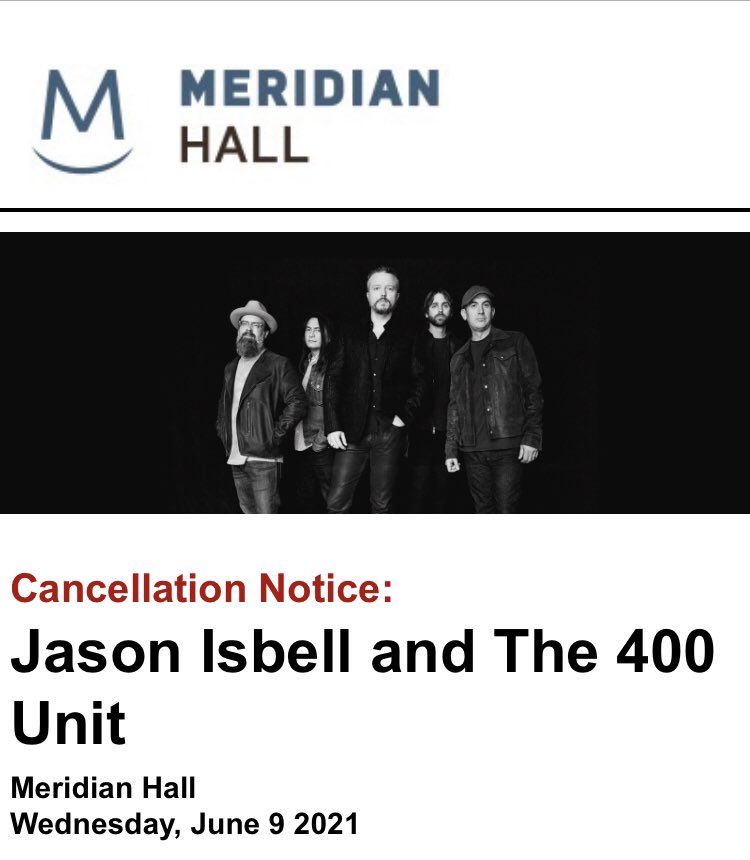 FirstSpinsFree's tweet image. Today’s a sad day, I got the cancellation notice for the Toronto @JasonIsbell show that was pushed from 2020 to 2021 and because Ontario still doesn’t have their shit together had now just been cancelled. Catch ya next time man!