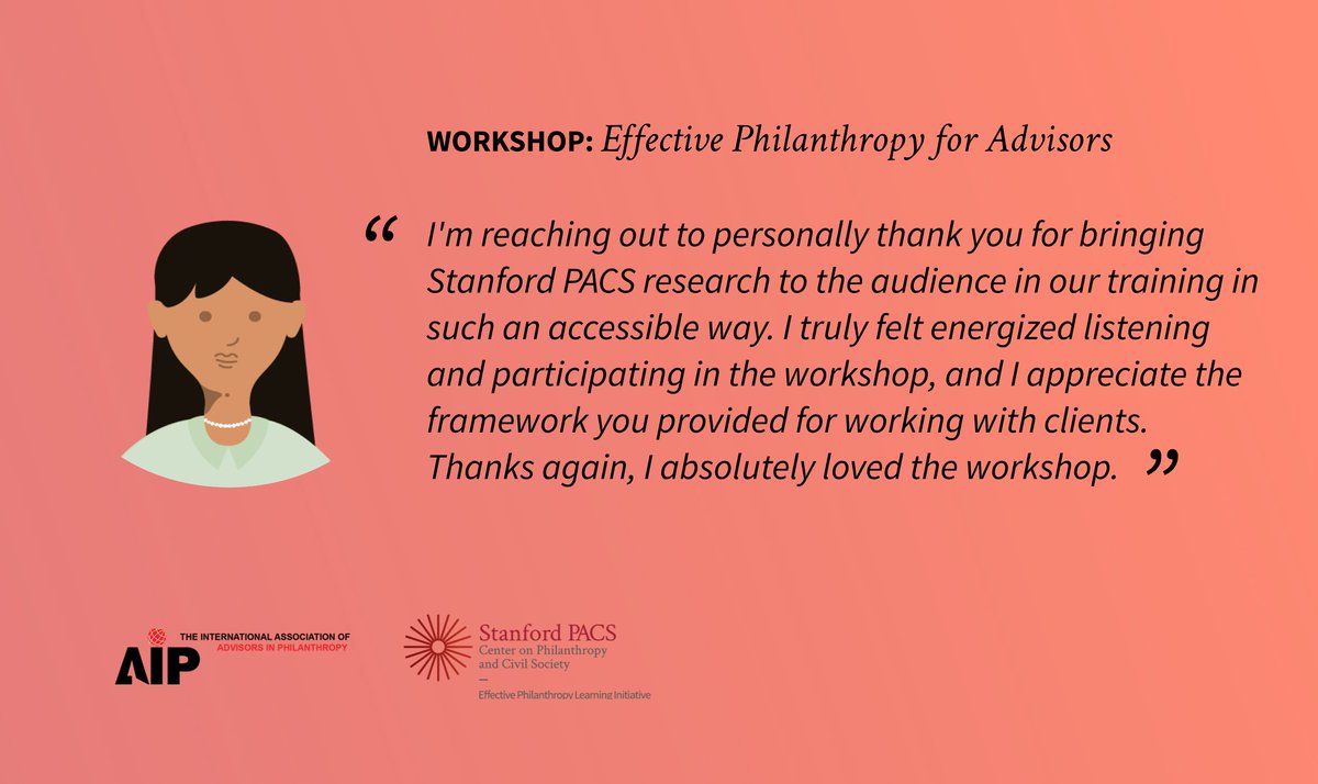 Join like-minded advisors who want to go above and beyond for their clients by meaningfully navigating their #philanthropy and charitable giving interests. Sign up for our workshop with <a href="/StanfordPACS/">Stanford PACS</a> today: advisorsinphilanthropy.org/page/AiP-EPLI-…