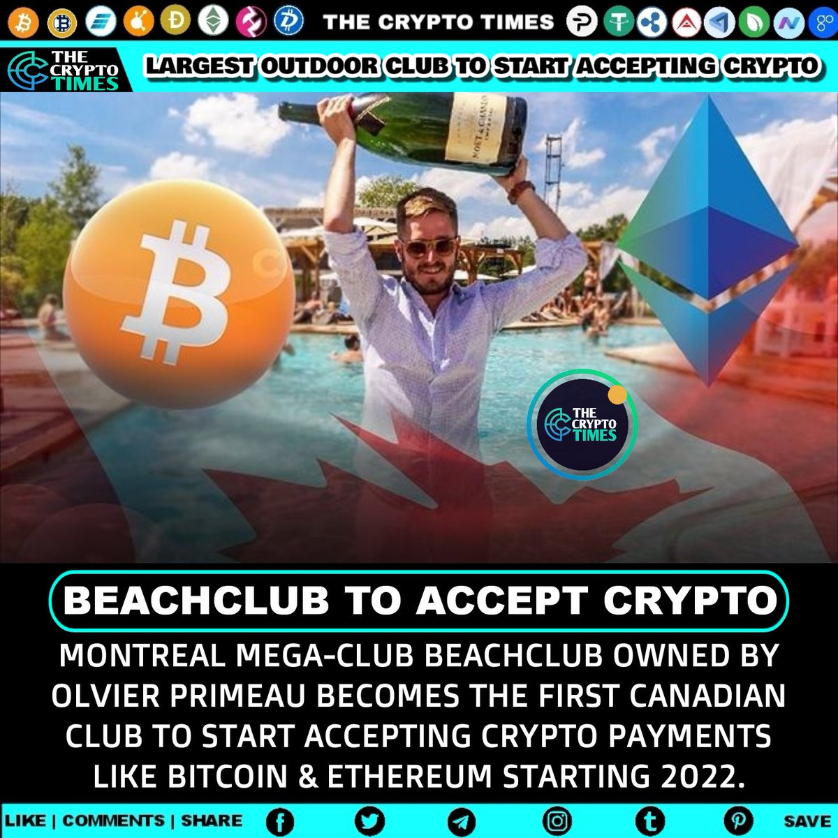 TheCryptoTimes5's tweet photo. North America Largest Outdoor Club To Start Accepting Crypto Payments. 💸💰✔️📈

🔔Turn on Post Notifications 🔔

#cryptocurrency #btc #bitcoin #cryptopayments #ethereum #beachclub #cryptopay #cryptoadoption #cryptocurrencycommunity #doge ₹dogecoin #theCryptoTimes https://t.co/4ZAwOi9red