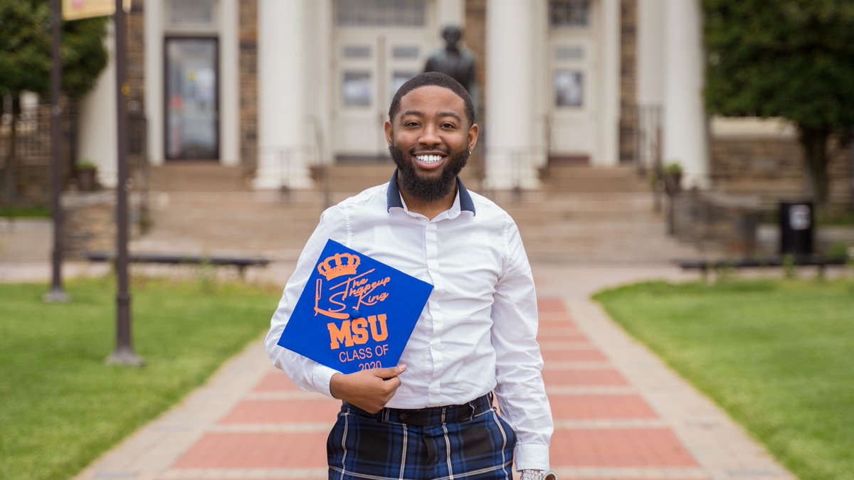JaayJus's tweet photo. sooo today I did a thing👨🏽‍🎓 Ya boy is officially a Alumnus of Morgan State University 🧡💙🥳 https://t.co/tbmHb0xBZO